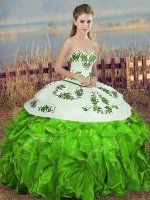 Affordable Sleeveless Lace Up Floor Length Embroidery and Ruffles and Bowknot Quinceanera Gowns