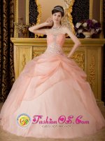 Woonsocket South Dakota/SD Beaded Decorate With Baby Pink Romantic Strapless Quinceanera Dress