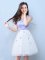 Clearance Tulle Cap Sleeves Knee Length Quinceanera Dama Dress and Appliques