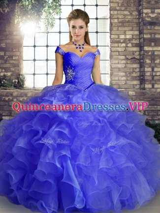Captivating Organza Sleeveless Floor Length 15 Quinceanera Dress and Beading and Ruffles