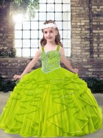 Nice Ball Gowns Pageant Gowns For Girls Straps Tulle Sleeveless Floor Length Lace Up(SKU PAG1244-4BIZ)