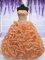 Popular Orange Ball Gowns Strapless Sleeveless Organza Floor Length Lace Up Beading Sweet 16 Quinceanera Dress