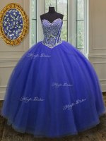 Royal Blue Ball Gowns Sweetheart Sleeveless Tulle Floor Length Lace Up Beading Vestidos de Quinceanera(SKU PSSW013-3BIZ)