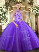Great Tulle Sleeveless Floor Length Quince Ball Gowns and Embroidery