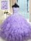 Beading and Ruffles 15th Birthday Dress Lavender Lace Up Sleeveless Floor Length