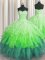 Dynamic Sequins Ruffled Multi-color Sleeveless Organza Lace Up Sweet 16 Dresses for Military Ball and Sweet 16 and Quinceanera