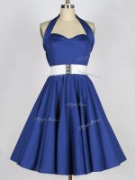 Graceful Halter Top Sleeveless Taffeta Dama Dress for Quinceanera Belt Lace Up