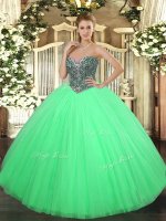 Tulle Sweetheart Sleeveless Lace Up Beading Quince Ball Gowns in Green(SKU SJQDDT980002-3BIZ)