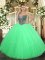 Tulle Sweetheart Sleeveless Lace Up Beading Quince Ball Gowns in Green