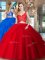 Customized Red Zipper Sweet 16 Quinceanera Dress Lace and Ruffled Layers Sleeveless Floor Length