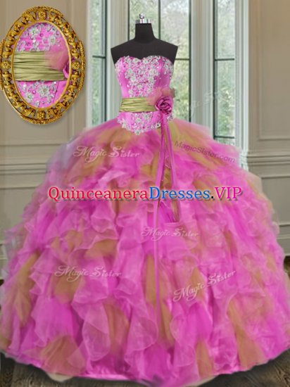 Enchanting Multi-color Sleeveless Beading and Ruffles and Sashes ribbons Floor Length Sweet 16 Dresses - Click Image to Close