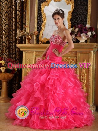 Beautiful Mermaid Ruffles and Beaded Decorate Bust Sweet 16 Dresses With Sweetheart Florr-length in Bonsall CA