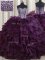 Floor Length Lace Up 15 Quinceanera Dress Dark Purple for Military Ball and Sweet 16 and Quinceanera with Beading and Ruffles