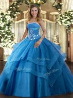 Sleeveless Beading and Ruffled Layers Lace Up 15 Quinceanera Dress