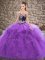 Tulle Sweetheart Sleeveless Lace Up Beading and Embroidery Vestidos de Quinceanera in Purple