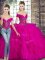 Fuchsia Lace Up Quinceanera Gowns Beading and Ruffles Sleeveless Floor Length