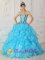 Waterville Maine/ME gorgeous Baby Blue Quinceanera Dress For Strapless Organza With Appliques Ball Gown