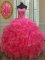 Floor Length Ball Gowns Sleeveless Hot Pink Quinceanera Gown Lace Up