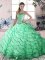 Flirting Ruffled Layers Vestidos de Quinceanera Apple Green Lace Up Sleeveless Brush Train