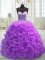 Sweetheart Sleeveless Sweet 16 Dress Sweep Train Beading and Ruffles Purple Organza