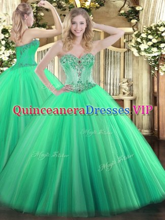 Sleeveless Beading Lace Up Quinceanera Dress