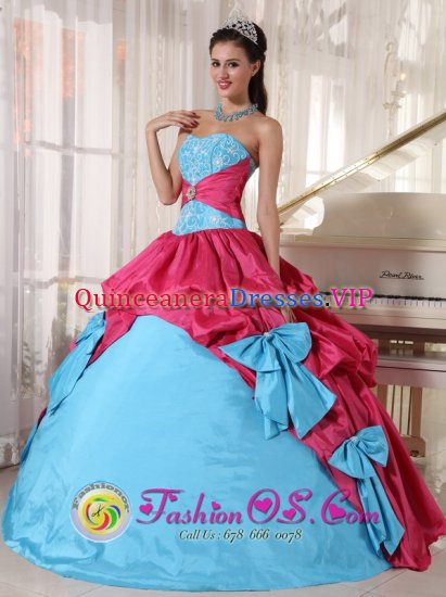 Lake Village Arkansas/AR Sweetheart Neckline With Brand New Style Aqua Blue and Hot Pink Quinceanera Dress in pick ups and bowknot - Click Image to Close