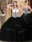 Floor Length Black Quinceanera Dress Tulle Sleeveless Pick Ups and Pattern