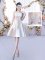 Lace and Belt Quinceanera Court Dresses Champagne Lace Up Half Sleeves Mini Length