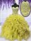 Floor Length Gold Quinceanera Dress Organza Sleeveless Beading and Ruffles