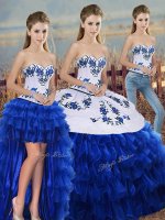 Royal Blue Sweetheart Lace Up Embroidery and Ruffled Layers and Bowknot Sweet 16 Dress Sleeveless(SKU SJQDDT2150007BBIZ)