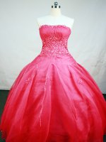 Best Seller Ball Gown Strapless Floor-Length Hot Pink Beading and Appiques Quinceanera Dresses Style FA-S-154