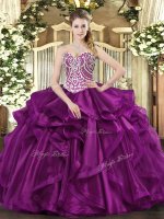 Elegant Sleeveless Lace Up Floor Length Beading and Ruffles 15 Quinceanera Dress(SKU SJQDDT974002-1BIZ)