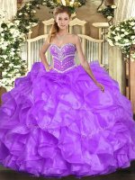 Fabulous Organza Sweetheart Sleeveless Lace Up Beading and Ruffles Vestidos de Quinceanera in Lavender(SKU SJQDDT1346002-3BIZ)