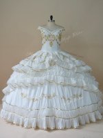 Excellent Floor Length Ball Gowns Sleeveless White Quinceanera Dress Lace Up