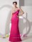 Cipolletti Argentina Hot Pink Column Beading and Ruch Sweetheart Brush Train Taffeta Quinceanera Dama Dress