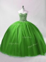 Cheap Floor Length Ball Gowns Sleeveless Green Sweet 16 Dress Lace Up