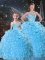 Super Ball Gowns Ball Gown Prom Dress Baby Blue Sweetheart Organza Sleeveless Floor Length Lace Up