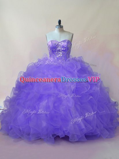 Cute Floor Length Lavender 15 Quinceanera Dress Sweetheart Sleeveless Lace Up - Click Image to Close