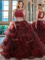 Burgundy Scoop Backless Beading Quinceanera Dresses Sleeveless(SKU SXQD088BIZ)