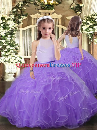 Enchanting Sleeveless Ruffles Backless Winning Pageant Gowns - Click Image to Close