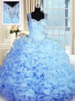 Baby Blue Sleeveless Beading and Ruffles Floor Length Vestidos de Quinceanera(SKU PSSW0248-9BIZ)