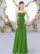 Classical Green Sleeveless Ruching Floor Length Court Dresses for Sweet 16