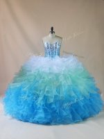 Pretty Multi-color Sleeveless Floor Length Beading and Ruffles Lace Up Quinceanera Dress