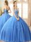 Beading Quinceanera Dress Baby Blue Lace Up Sleeveless Floor Length