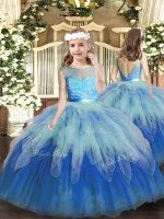 Exquisite Floor Length Backless Pageant Gowns For Girls Multi-color for Party and Wedding Party with Lace and Ruffles(SKU PAG1104BIZ)