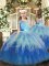 Exquisite Floor Length Backless Pageant Gowns For Girls Multi-color for Party and Wedding Party with Lace and Ruffles