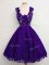Adorable Purple Lace Lace Up Straps Sleeveless Knee Length Quinceanera Court of Honor Dress Lace