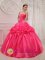 Thornaby-on-Tees Cleveland Ruched and Beading For Popular Hot Pink Quinceanera Dress With Taffeta and organza