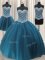 Superior Three Piece Tulle Sleeveless Floor Length Sweet 16 Dresses and Beading and Ruffles