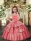 Coral Red Ball Gowns Straps Sleeveless Taffeta Floor Length Lace Up Ruffled Layers Little Girls Pageant Dress Wholesale